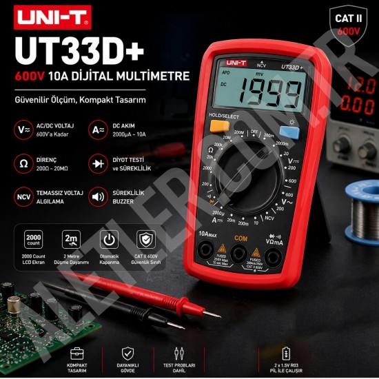 Unit UT 33D+ 600v 10A Dijital Multimetre