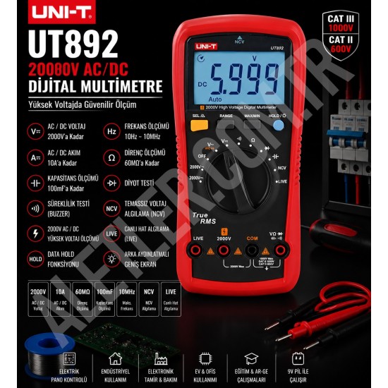 Unit UT892 2000V AC/DC Dijital Multimetre